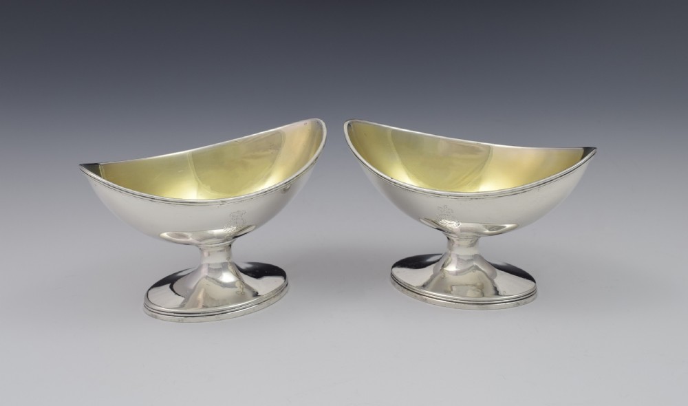 Pair Georgian Edinburgh Scottish Silver Table Salts Ayrshire Military View VII