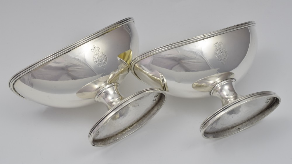 Pair Georgian Edinburgh Scottish Silver Table Salts Ayrshire Military View IX