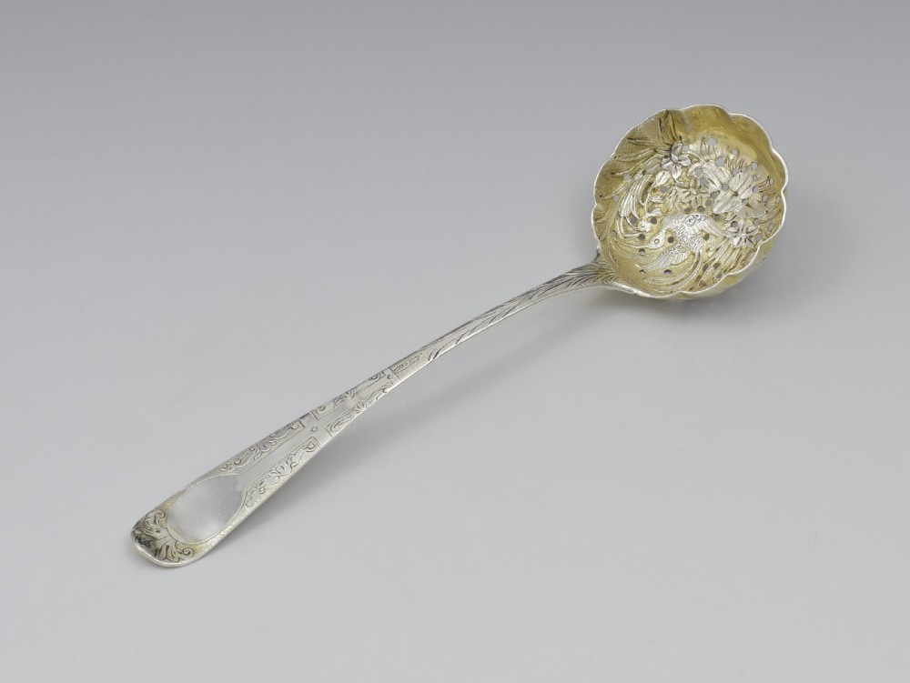 Embossed George III Scottish Silver Sifter Spoon Edinburgh 1820 