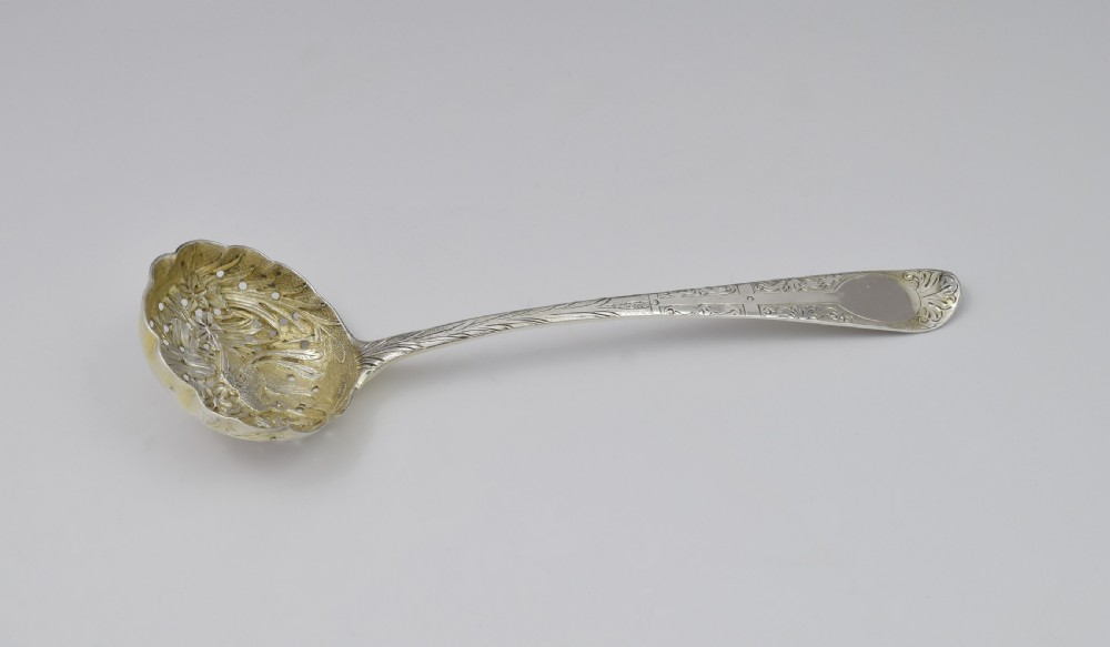 Embossed George III Scottish Silver Sifter Spoon Edinburgh 1820  View IV