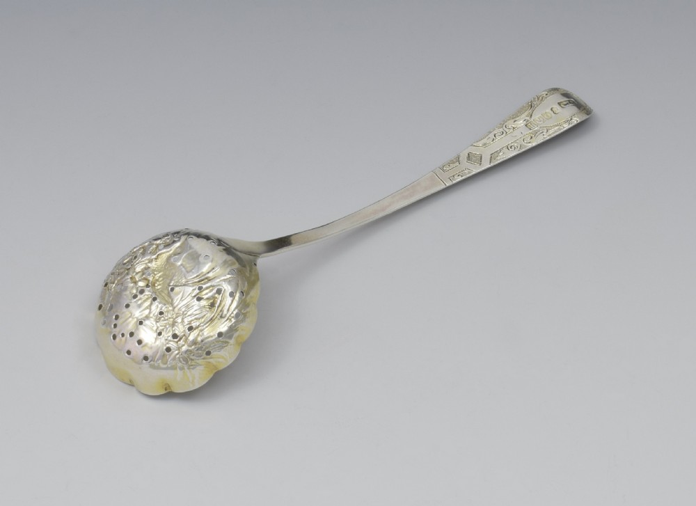 Embossed George III Scottish Silver Sifter Spoon Edinburgh 1820  View X