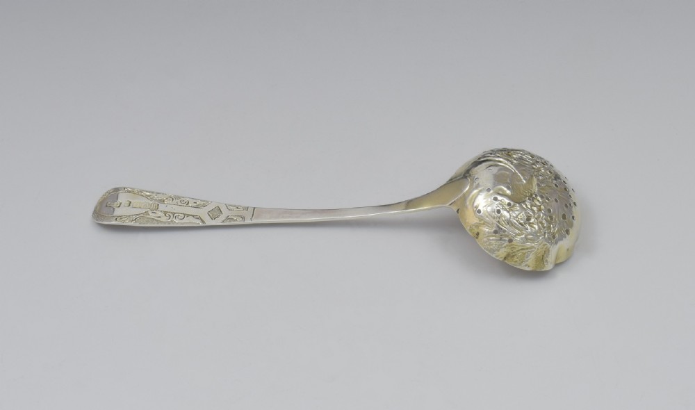 Embossed George III Scottish Silver Sifter Spoon Edinburgh 1820  View XI