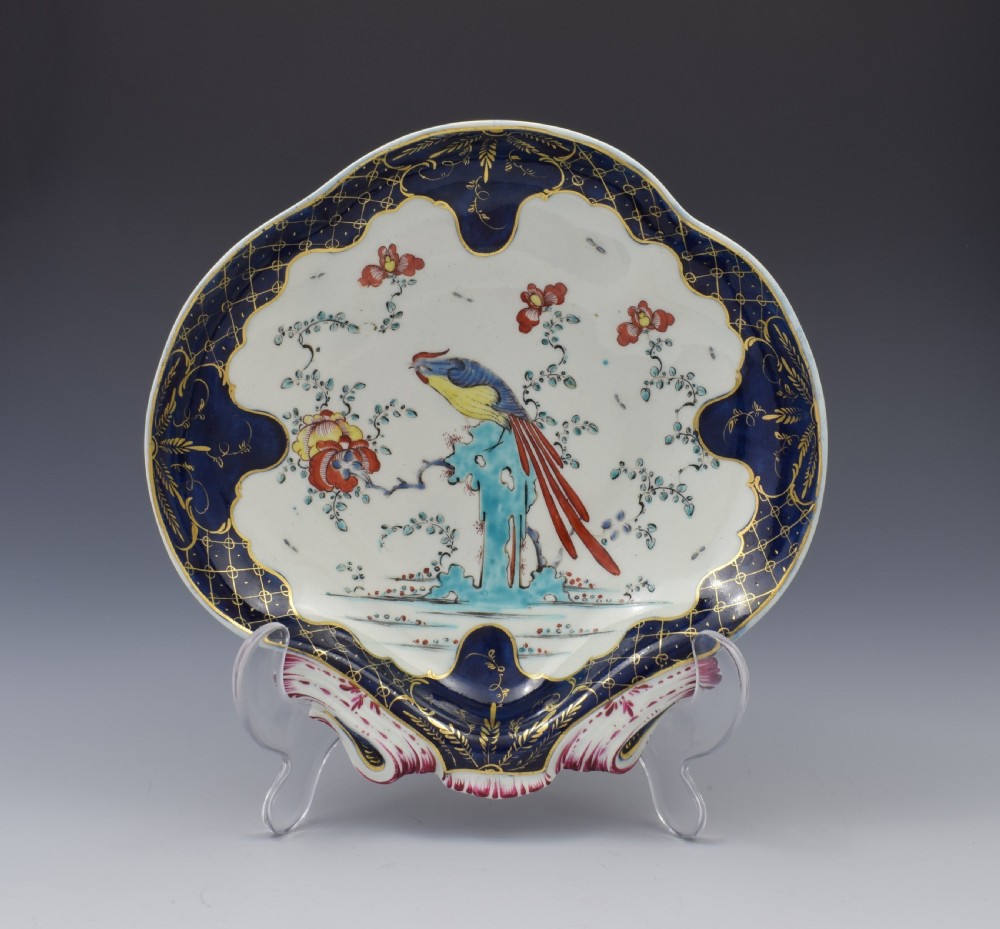 Pair First Period Worcester Sir Joshua Reynolds Shell Dessert Dishes c.1770 View IV