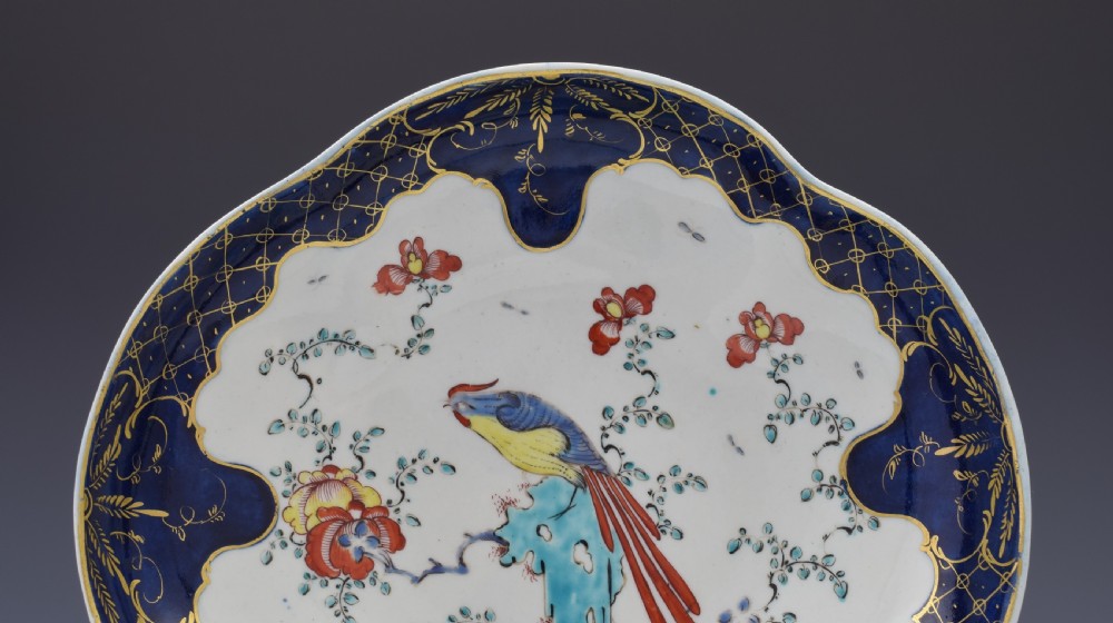 Pair First Period Worcester Sir Joshua Reynolds Shell Dessert Dishes c.1770 View V