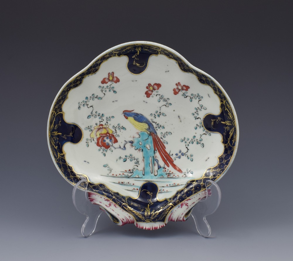 Pair First Period Worcester Sir Joshua Reynolds Shell Dessert Dishes c.1770 View VIII