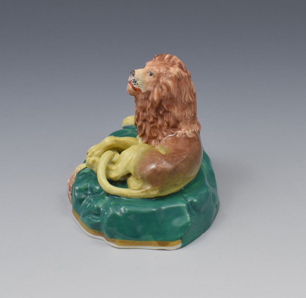 Pair Victorian Staffordshire Porcelain Lion & Lioness Figures c.1840 View IX
