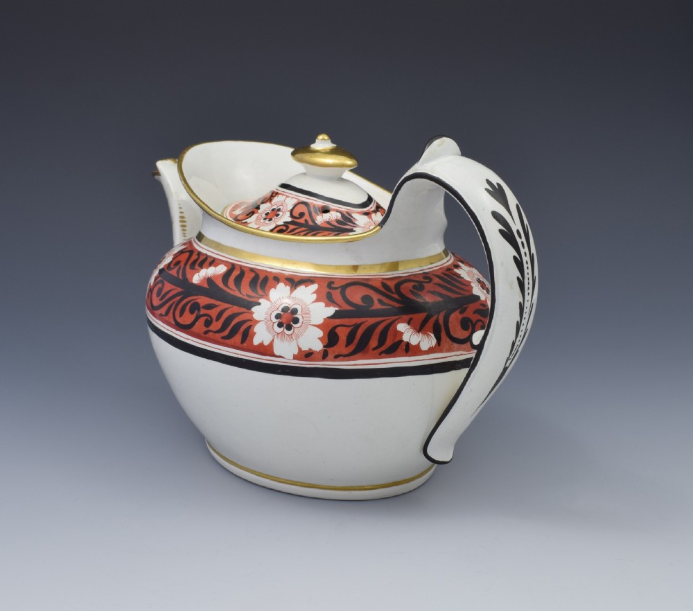 Regency Miles Mason Low Oval Porcelain Teapot & Stand, c.1810 View III