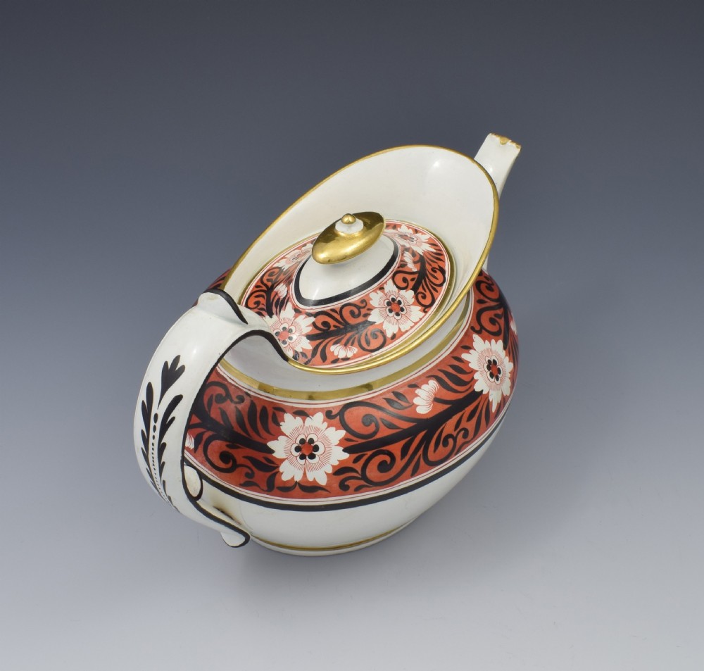 Regency Miles Mason Low Oval Porcelain Teapot & Stand, c.1810 View VII