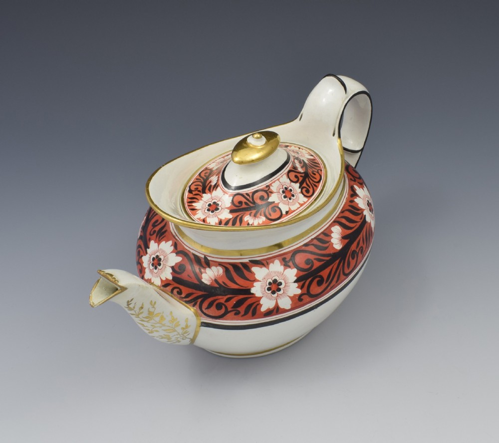 Regency Miles Mason Low Oval Porcelain Teapot & Stand, c.1810 View XII