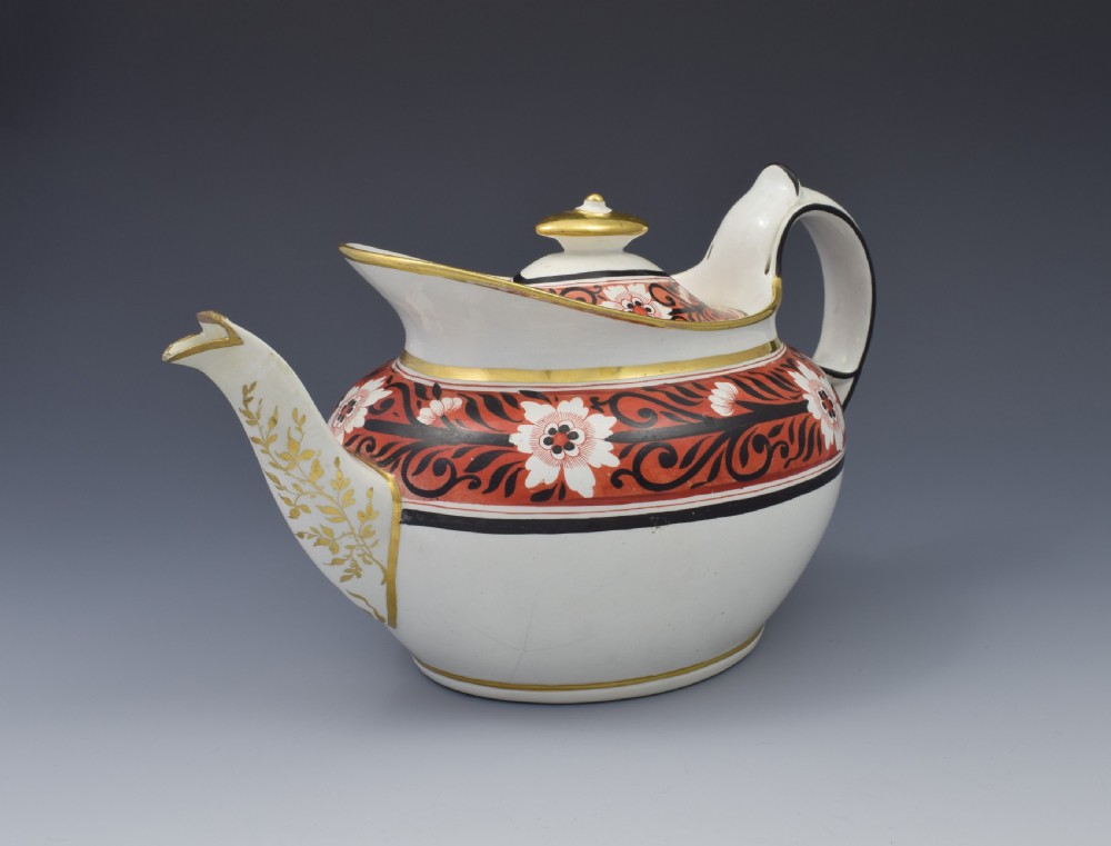 Regency Miles Mason Low Oval Porcelain Teapot & Stand, c.1810 View XIII