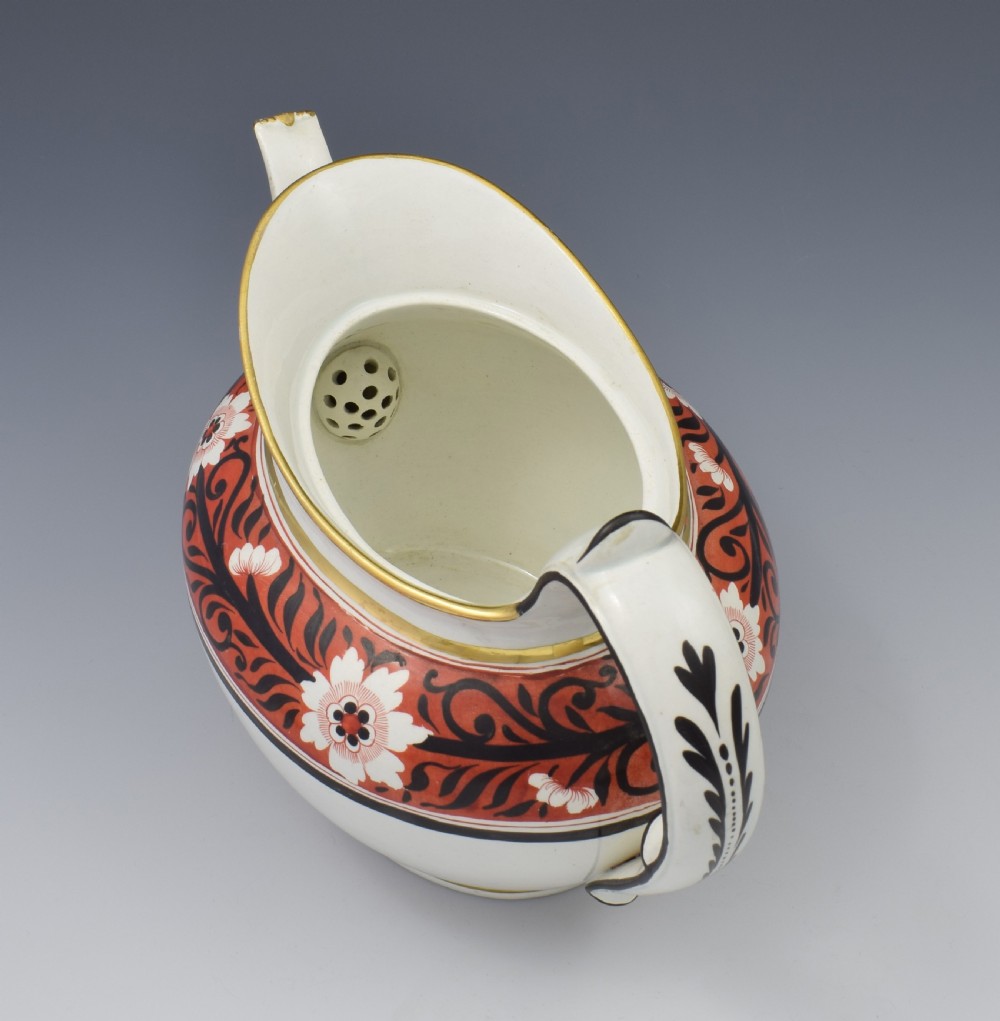 Regency Miles Mason Low Oval Porcelain Teapot & Stand, c.1810 View XV