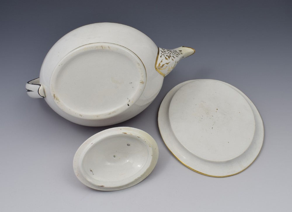 Regency Miles Mason Low Oval Porcelain Teapot & Stand, c.1810 View XVI