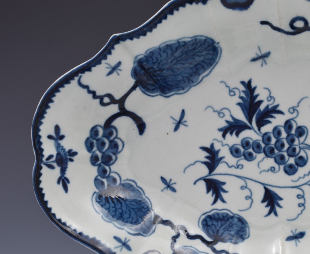 First Period Worcester Rubber Tree Plant Lozenge Dessert Dish c.1775 View III