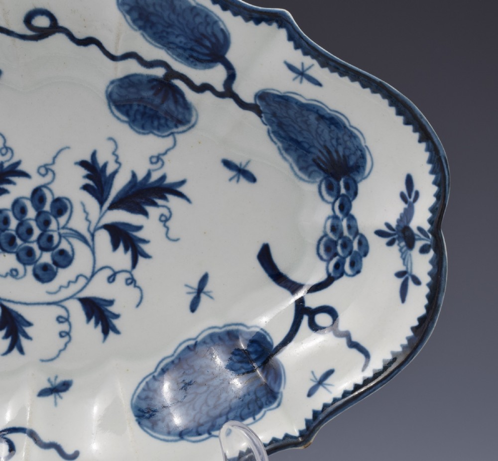 First Period Worcester Rubber Tree Plant Lozenge Dessert Dish c.1775 View IV
