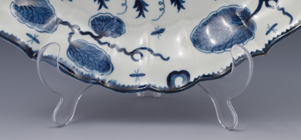 First Period Worcester Rubber Tree Plant Lozenge Dessert Dish c.1775 View V