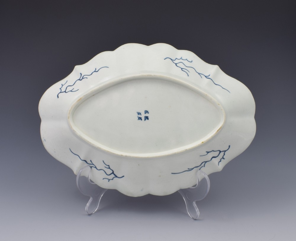 First Period Worcester Rubber Tree Plant Lozenge Dessert Dish c.1775 View VIII