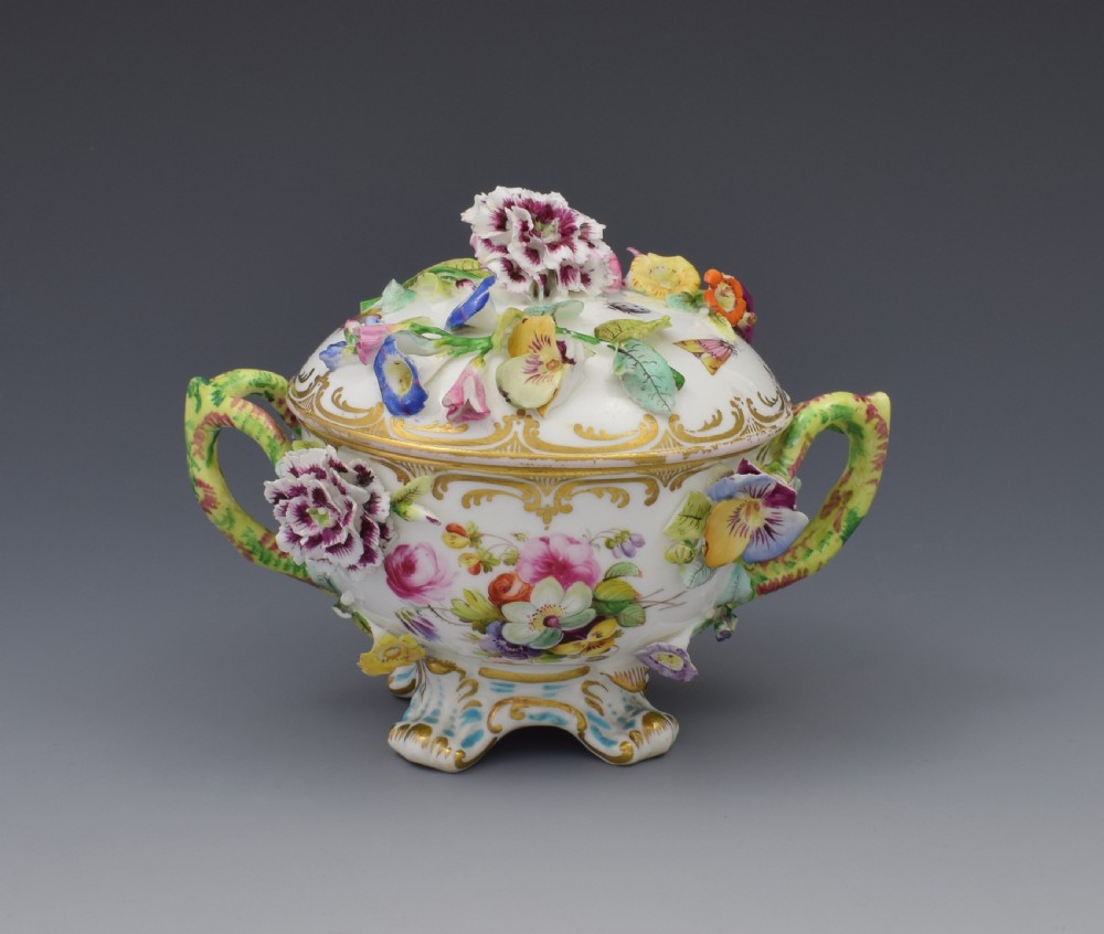 Coalport Coalbrookdale Style Flower Encrusted Cup & Cover 