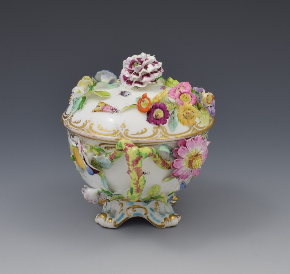 Coalport Coalbrookdale Style Flower Encrusted Cup & Cover  View III