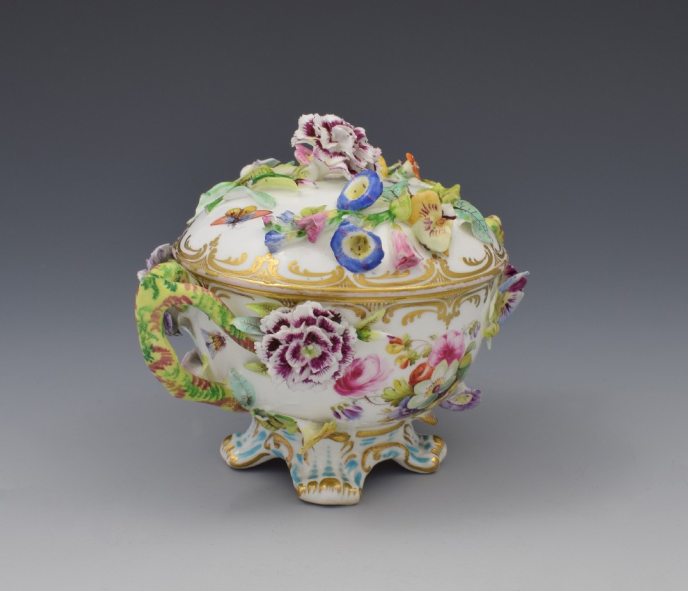 Coalport Coalbrookdale Style Flower Encrusted Cup & Cover  View IX