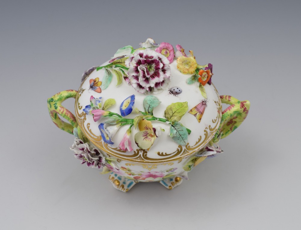 Coalport Coalbrookdale Style Flower Encrusted Cup & Cover  View X