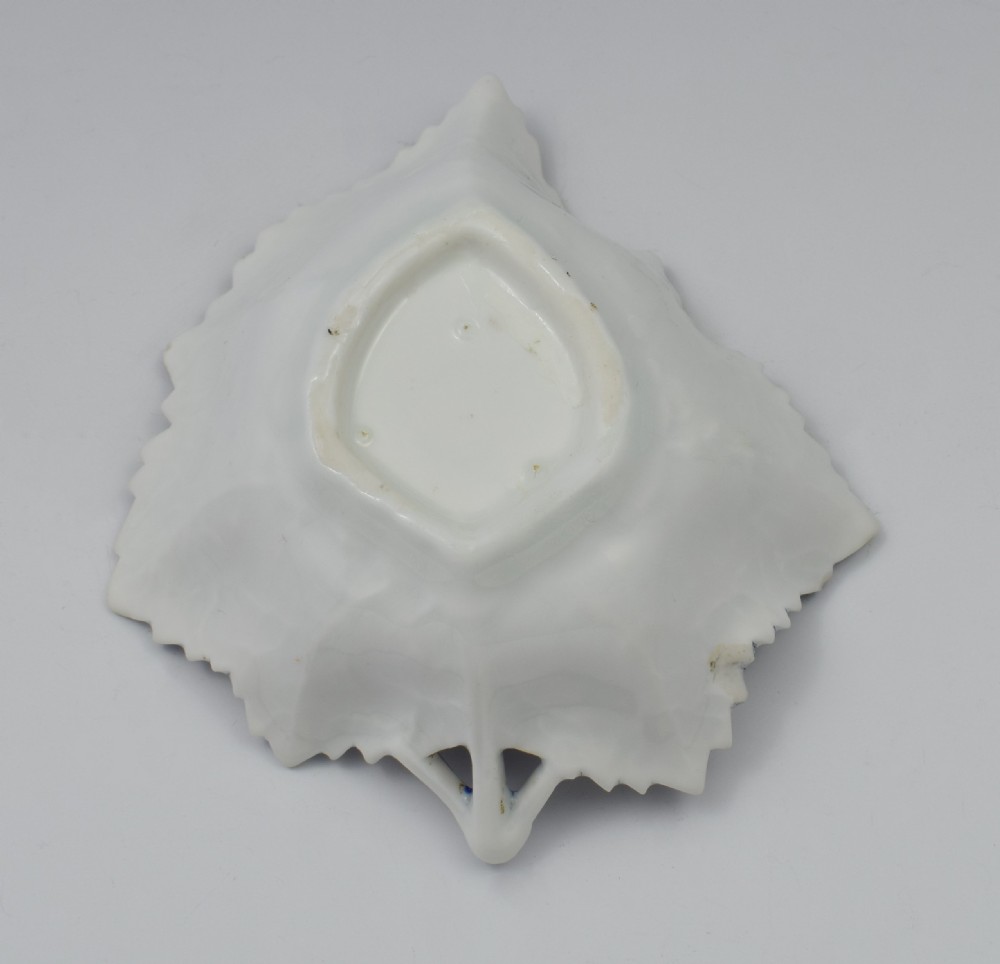 18th Century Derby Porcelain Blue & White Leaf Pickle Dish c.1775 View XI