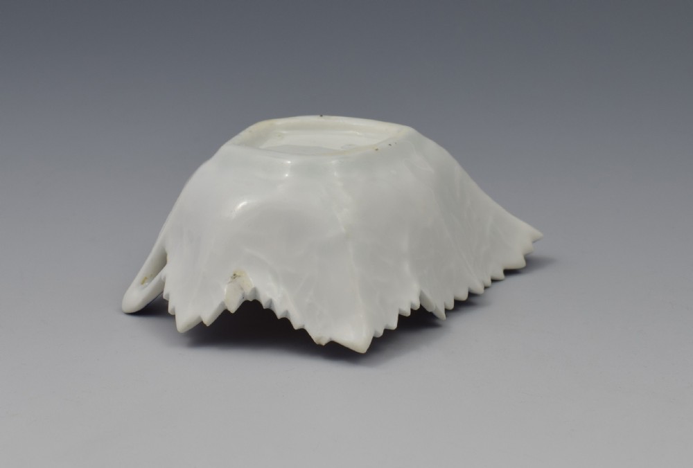 18th Century Derby Porcelain Blue & White Leaf Pickle Dish c.1775 View XII