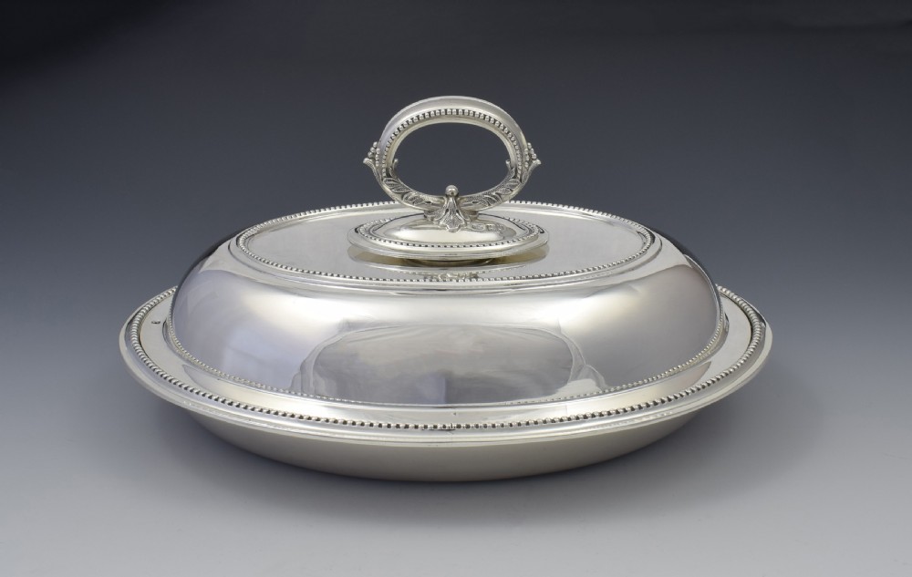 Edwardian Sterling Silver Oval Entree Dish, Hawksworth, Eyre & Co. View II