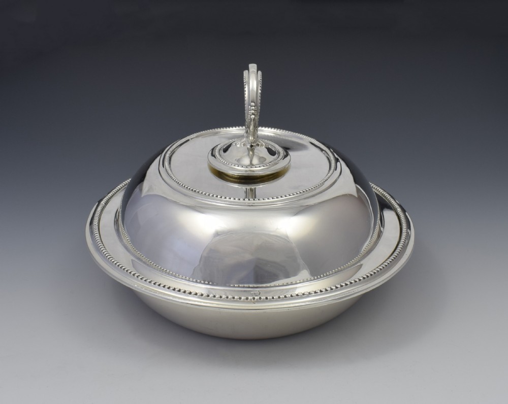 Edwardian Sterling Silver Oval Entree Dish, Hawksworth, Eyre & Co. View III