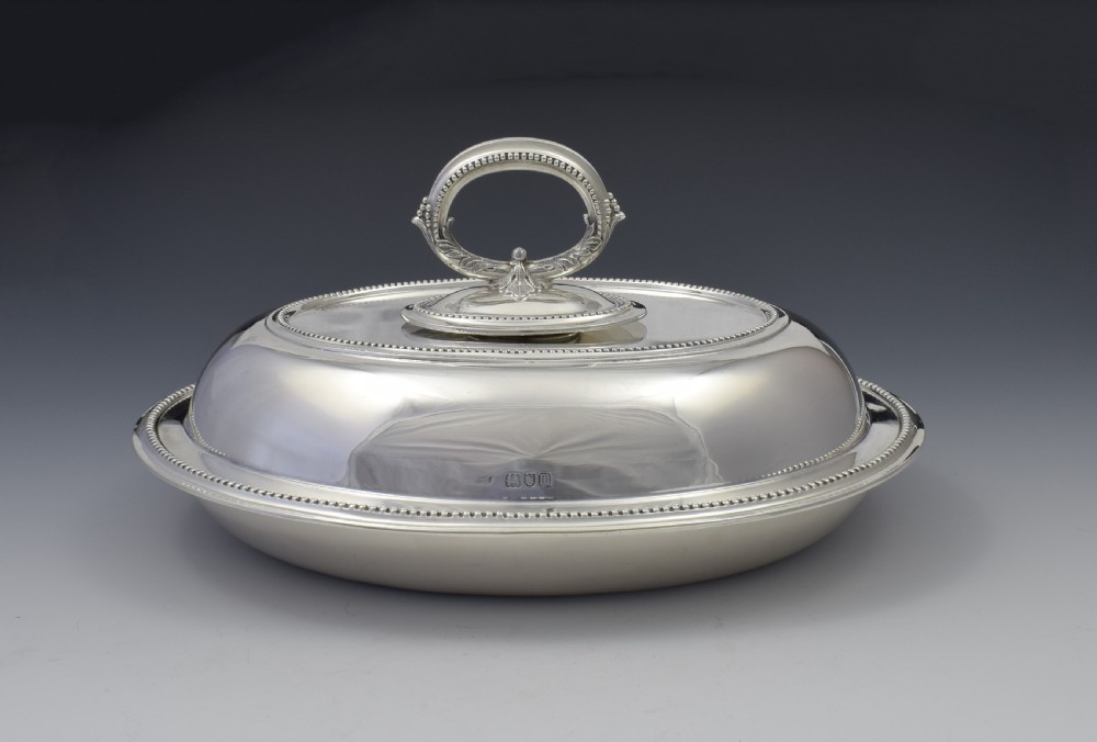 Edwardian Sterling Silver Oval Entree Dish, Hawksworth, Eyre & Co. View IV