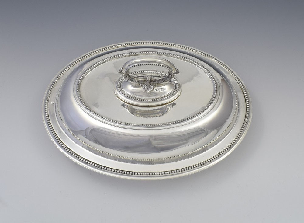 Edwardian Sterling Silver Oval Entree Dish, Hawksworth, Eyre & Co. View VI