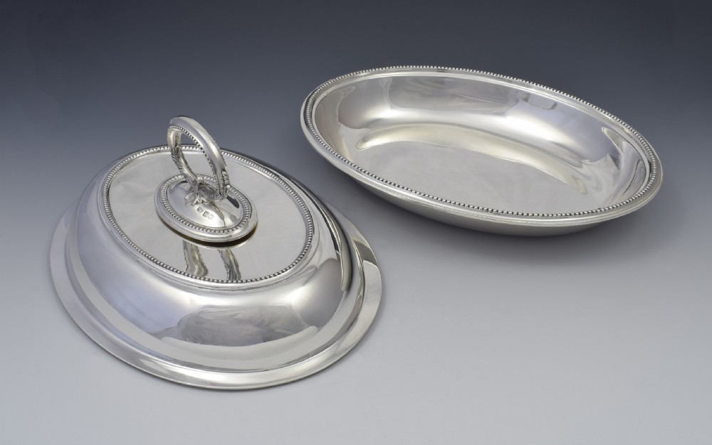 Edwardian Sterling Silver Oval Entree Dish, Hawksworth, Eyre & Co. View VII