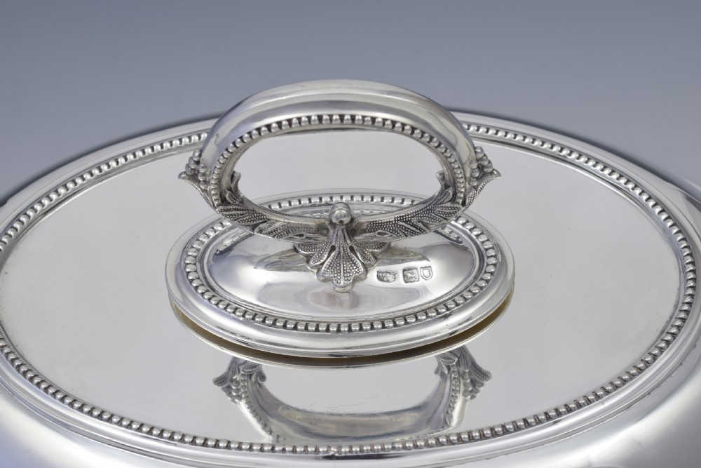 Edwardian Sterling Silver Oval Entree Dish, Hawksworth, Eyre & Co. View IX
