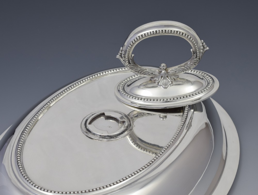Edwardian Sterling Silver Oval Entree Dish, Hawksworth, Eyre & Co. View X