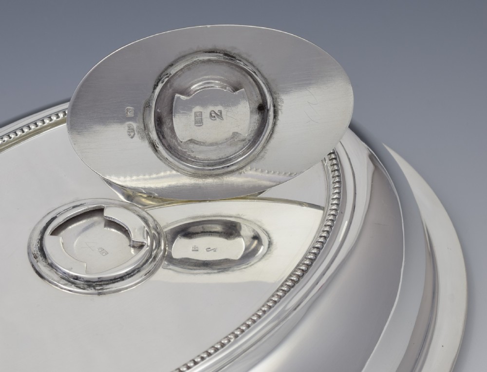 Edwardian Sterling Silver Oval Entree Dish, Hawksworth, Eyre & Co. View XI