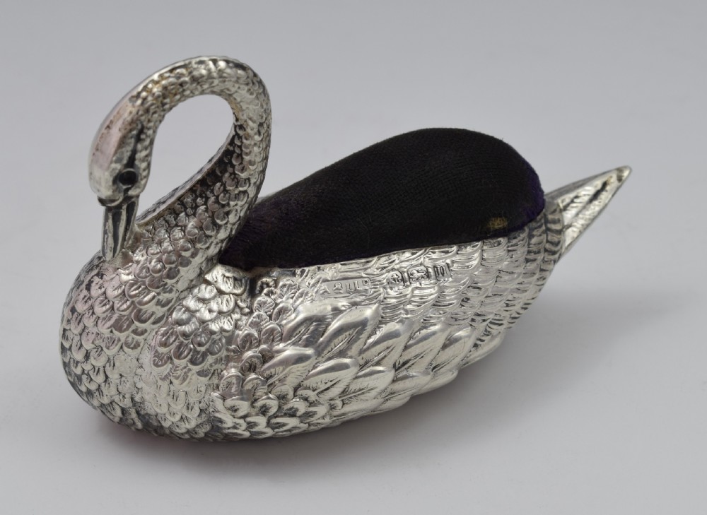 Sterling Silver Novelty Swan Pin Cushion Adie & Lovekin View XI
