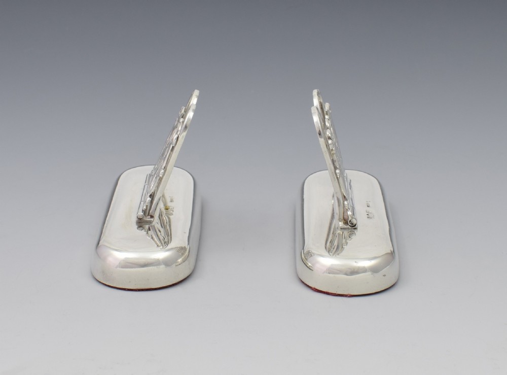 Pair Victorian Silver Custom Monogram Hinged Menu Place Card Holders RW View III