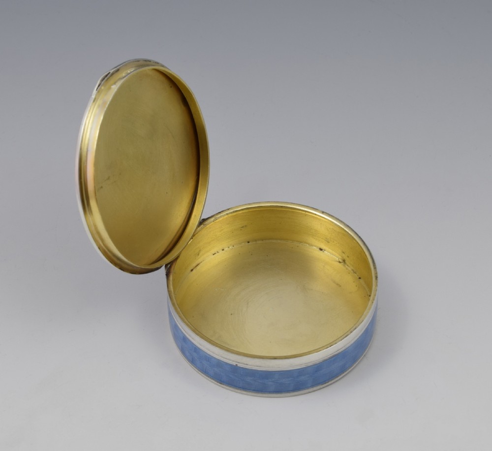 Fine German 935 Silver & Guilloche Enamel Box With Painted Flowers c.1920  View XIII