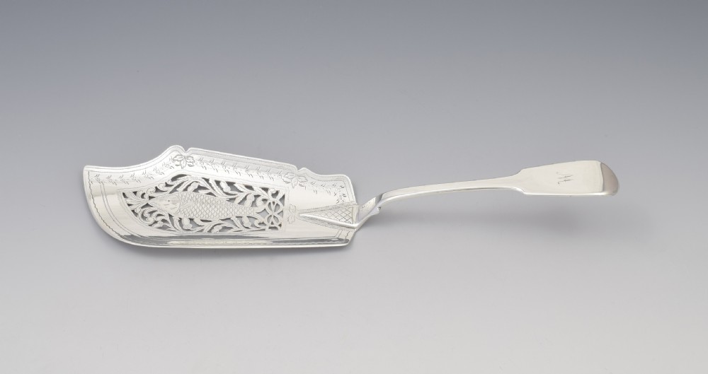 Early Victorian Pierced Silver Fish Server Slice 1840 View II