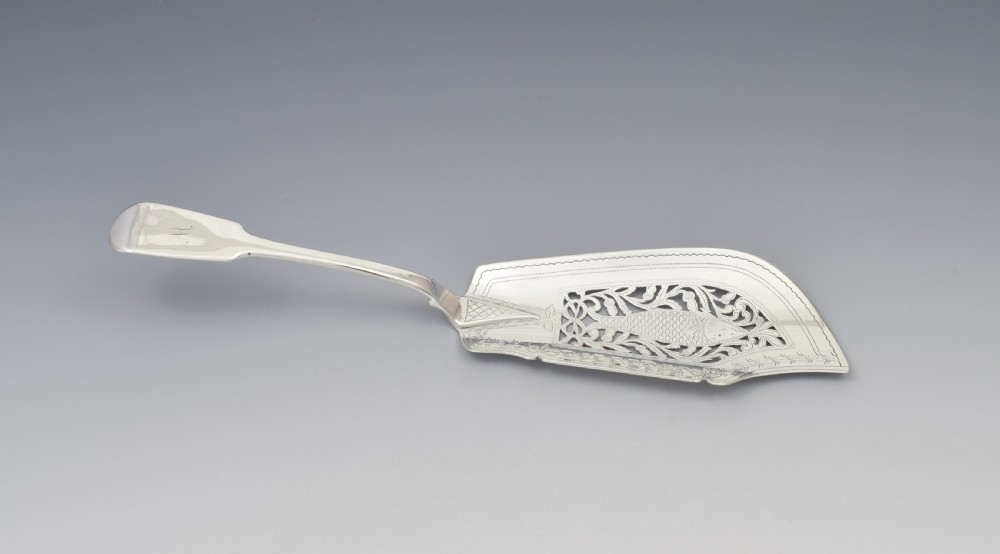 Early Victorian Pierced Silver Fish Server Slice 1840 View IV