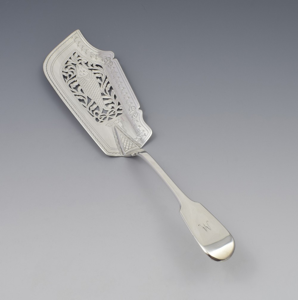 Early Victorian Pierced Silver Fish Server Slice 1840 View VI