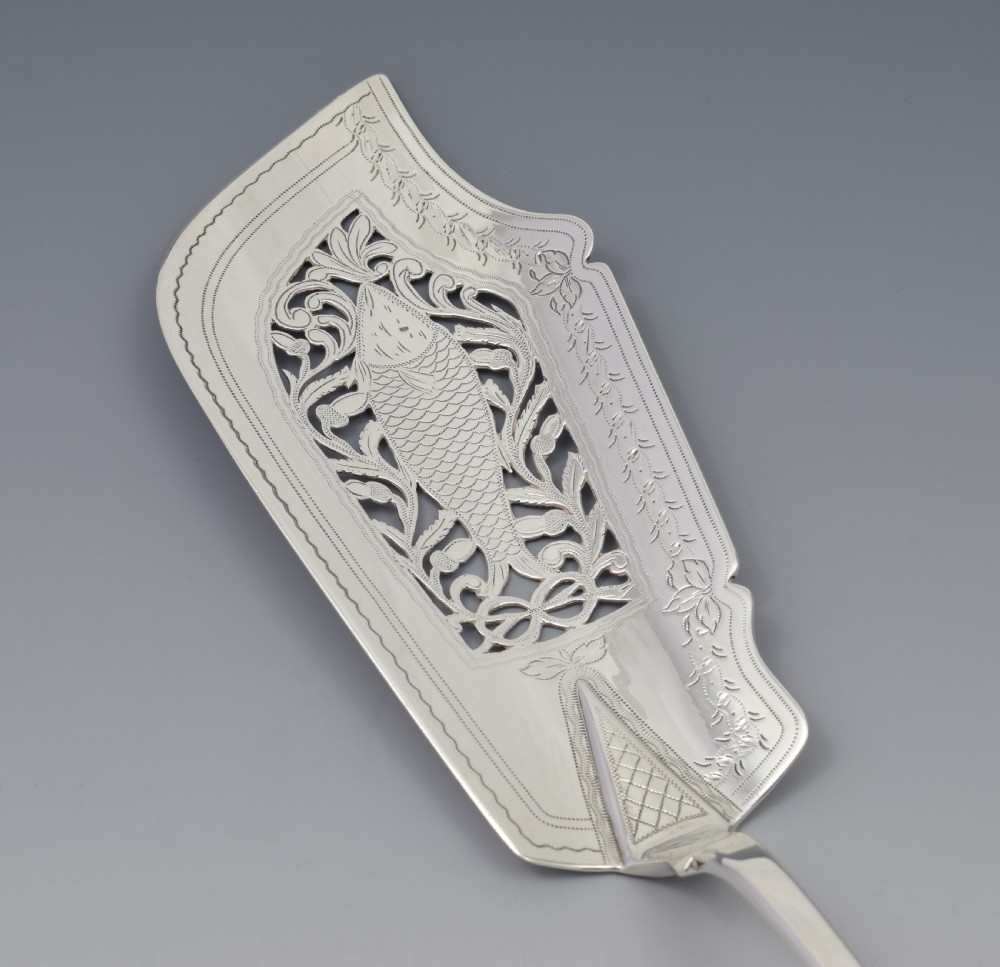 Early Victorian Pierced Silver Fish Server Slice 1840 View VII