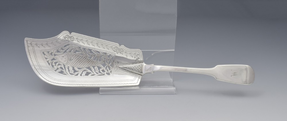 Early Victorian Pierced Silver Fish Server Slice 1840 View VIII