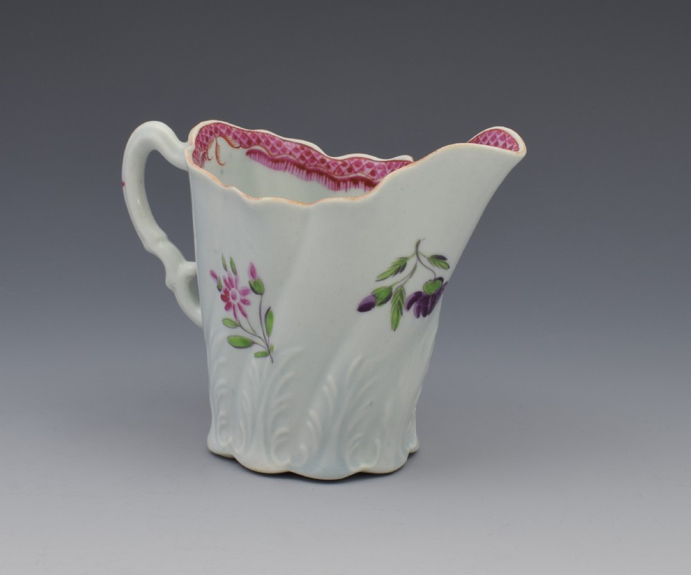 First Period Worcester Porcelain Polychrome High Chelsea Ewer Jug View VI