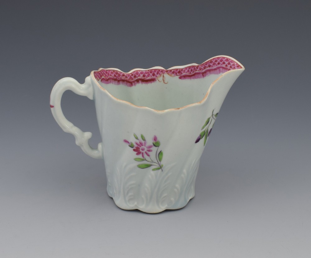 First Period Worcester Porcelain Polychrome High Chelsea Ewer Jug View VIII
