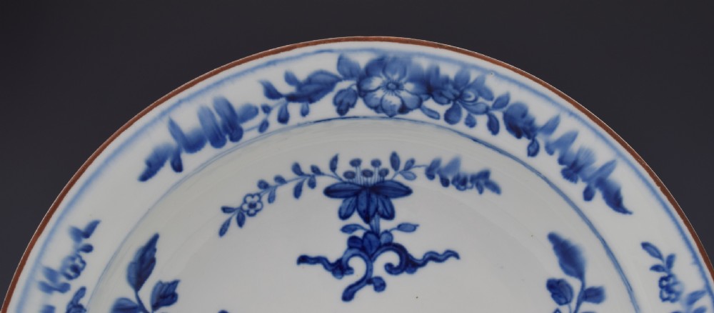 Rare Derby Porcelain Blue & White Chinese Style Soup Plate View II