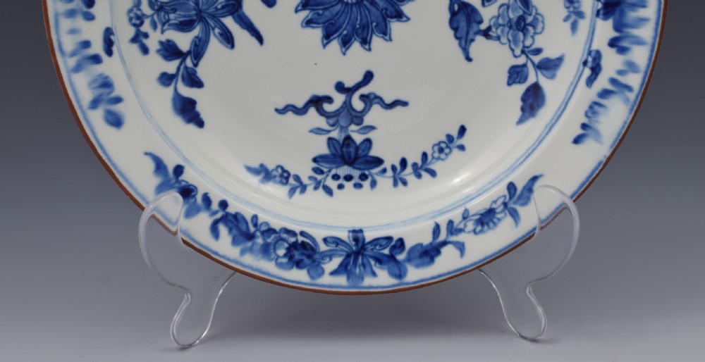 Rare Derby Porcelain Blue & White Chinese Style Soup Plate View V