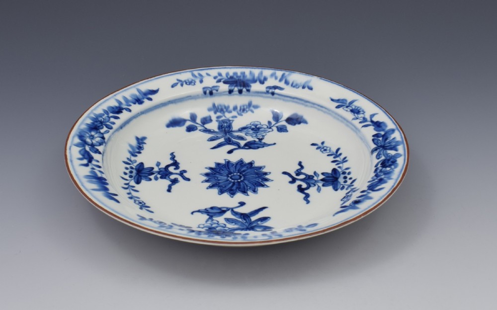 Rare Derby Porcelain Blue & White Chinese Style Soup Plate View VII