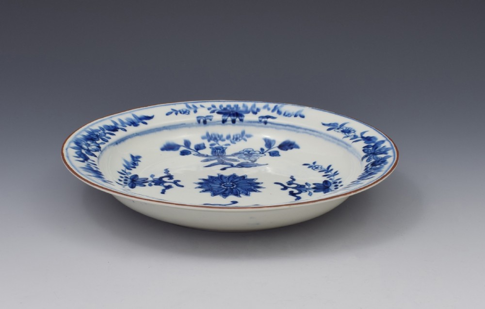 Rare Derby Porcelain Blue & White Chinese Style Soup Plate View VIII