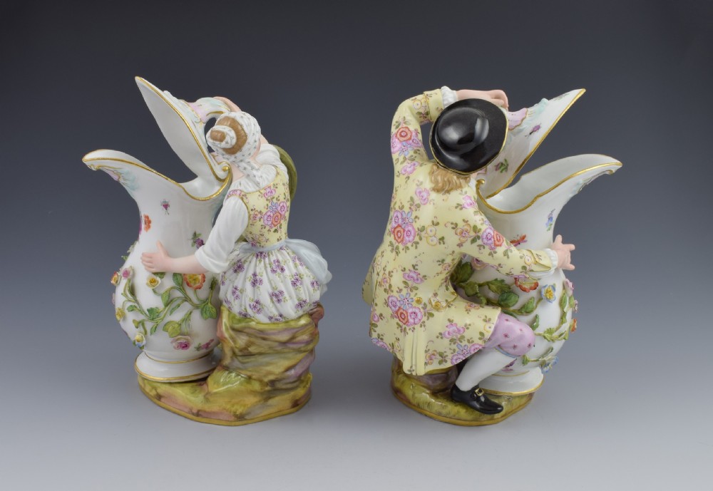 Pair Of 19thC Meissen Porcelain Figural Ewers View III