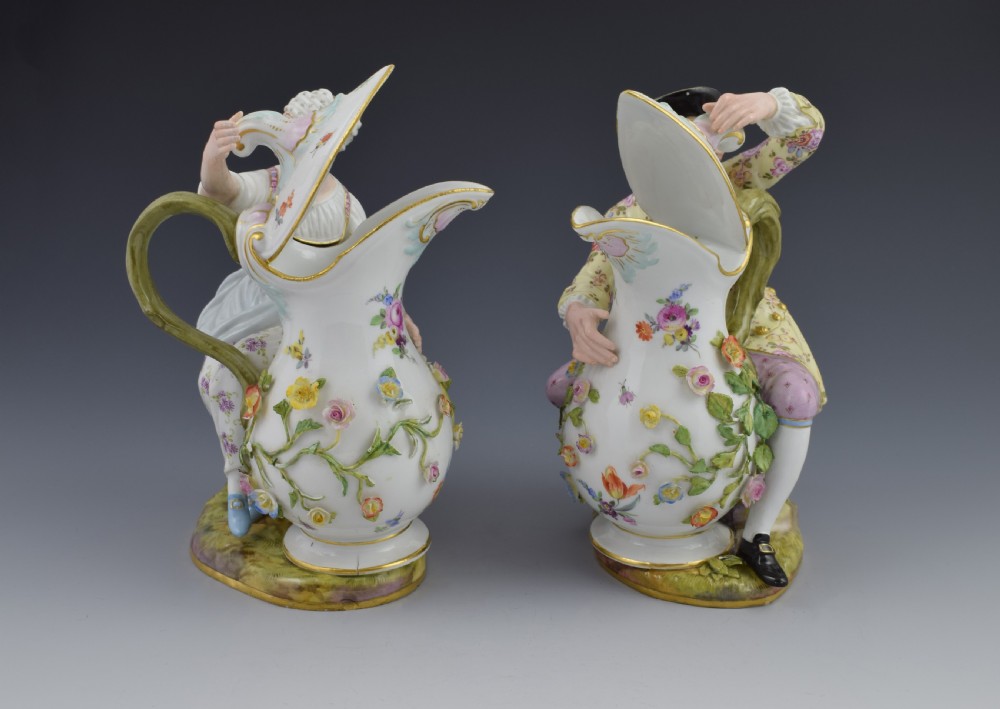 Pair Of 19thC Meissen Porcelain Figural Ewers View V